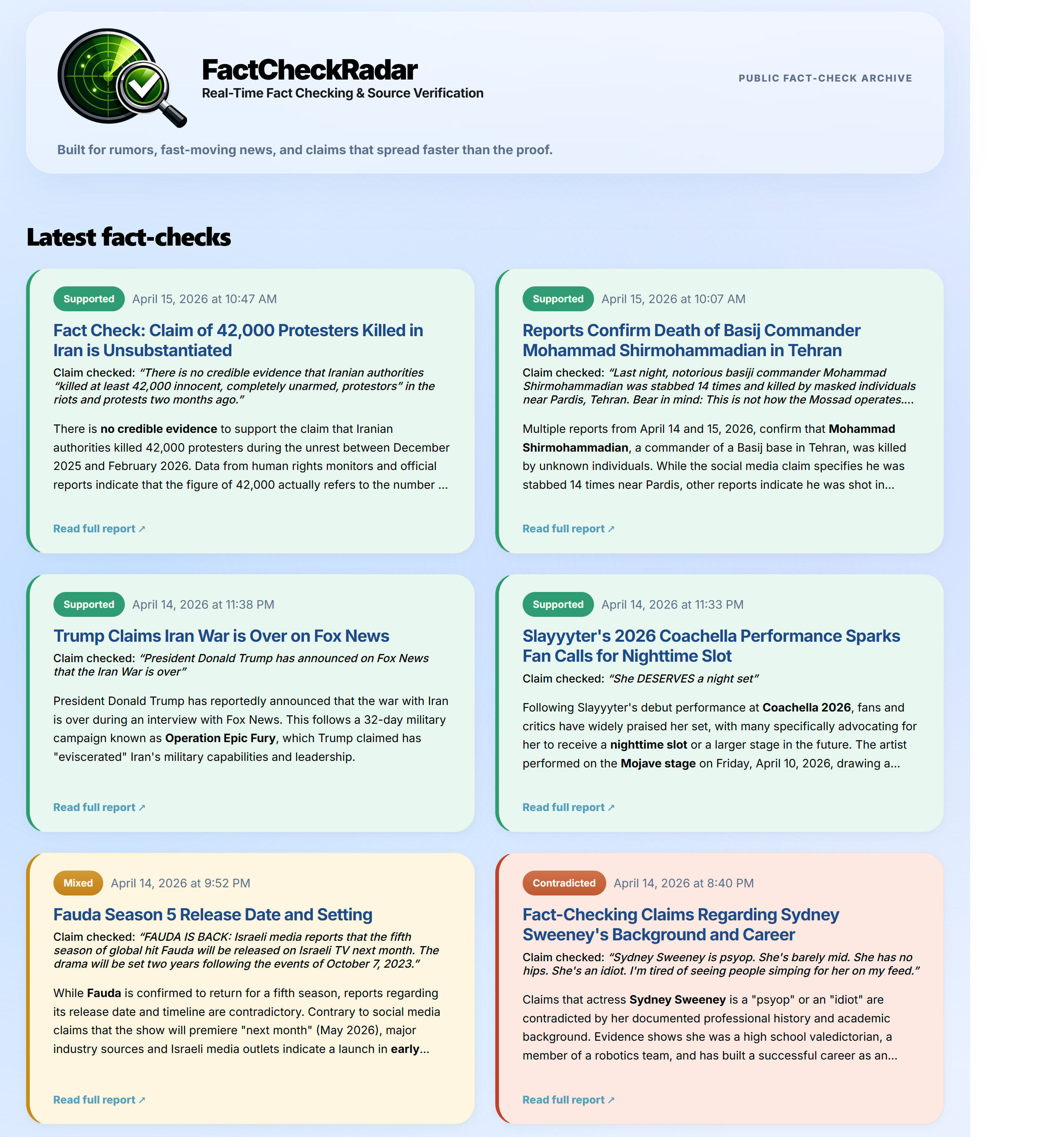 FactCheck Radar – web s ověřenými články
